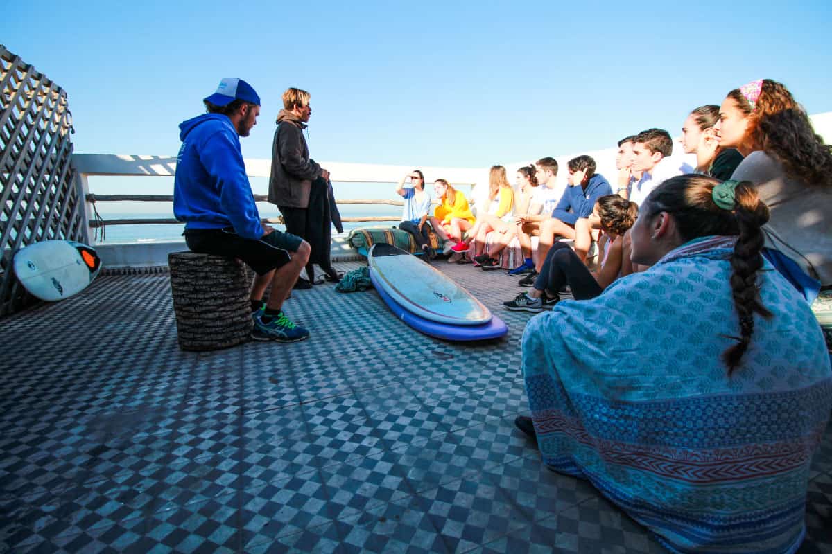 surf lessons talk in blue waves