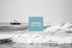 blue waves surf house logo social media